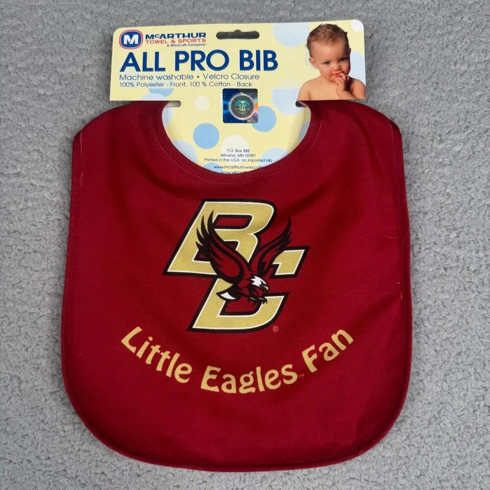 Boston College Baby Bib Red Little Eagles Fan NCAA Infant McArthur All‎ Pro NWT
